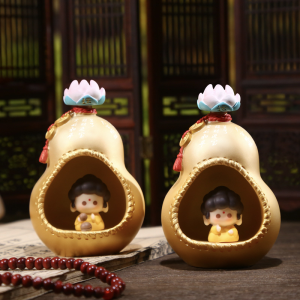 New Little Maitreya Ornament Creative Desktop Gourd Design Ornament Cartoon Q Version Resin Crafts Decoration Wholesale